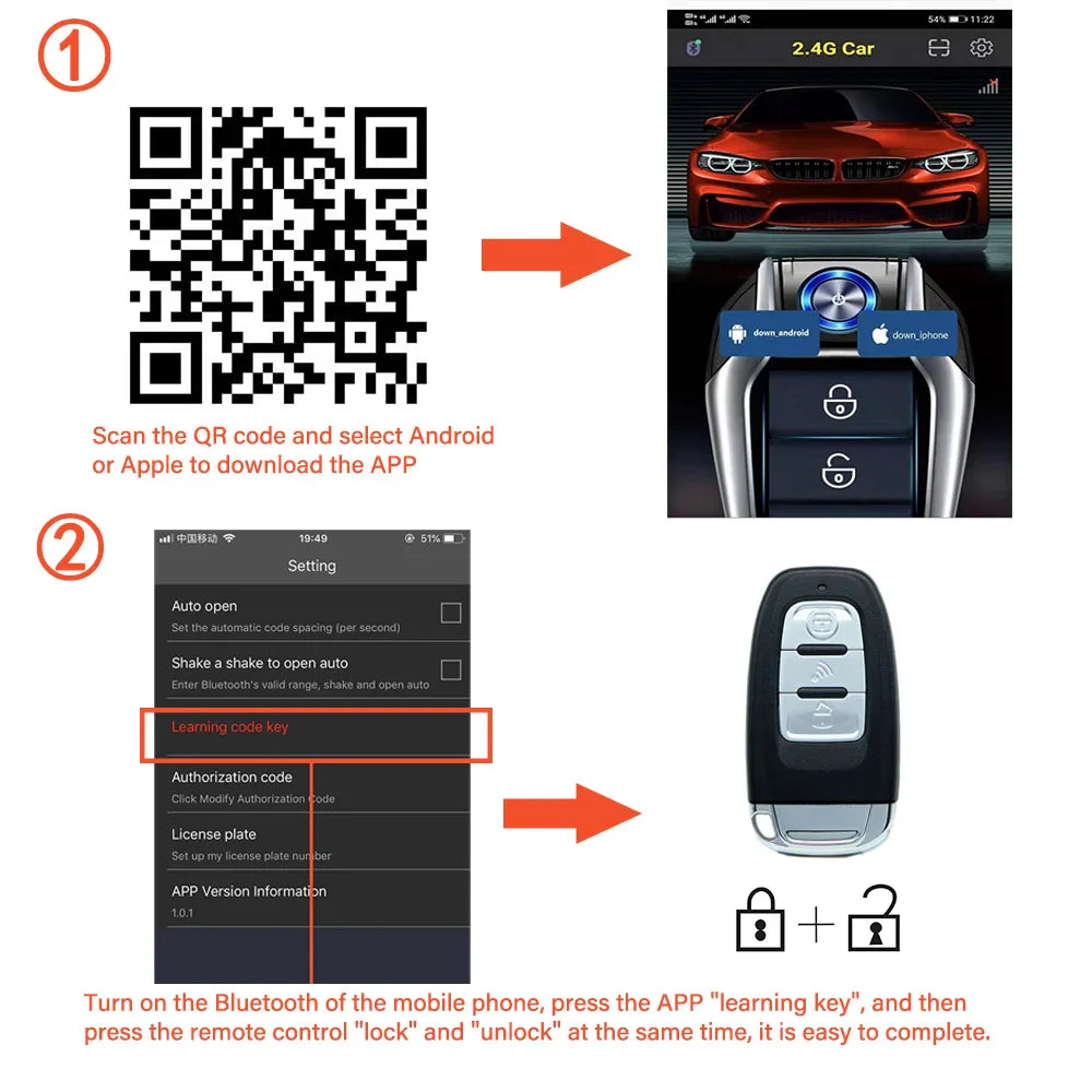 Universal Car Alarm AutoStart System APP Remote