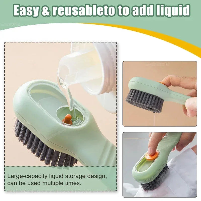 s Shoes Brush Automatic Liquid Discharge Multifunction Press Out Shoes Cleaner Soft Bristles Clothes Brushes Cleaning Tool