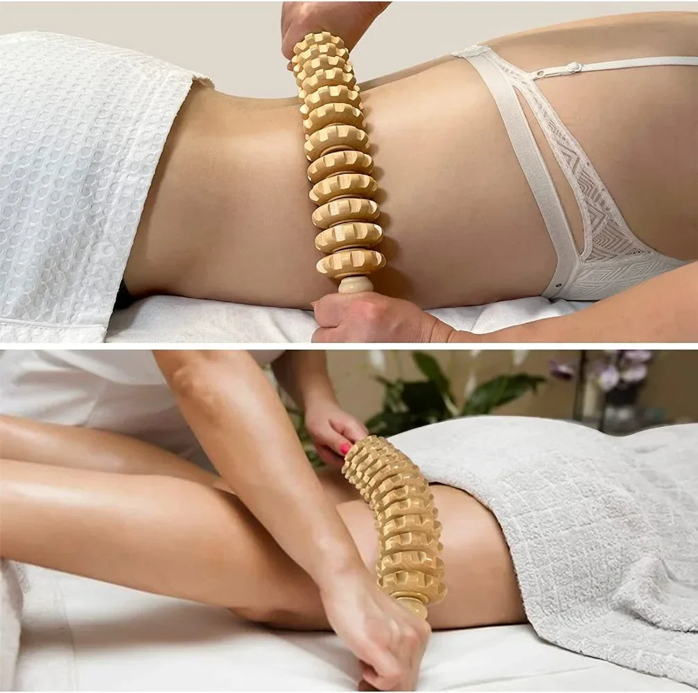 Wood Curved Massage Roller Stick