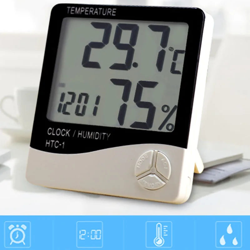 Digital Desk Clock with Temperature and Humidity, Wall Clocks