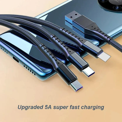 5A Fast Charging 3 in 1 USB Cable