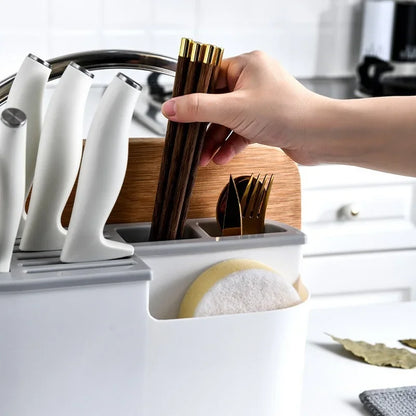 Pot Cover Cutting Board Holder Knife Storage Box Cutlery Box Knife Stand Cutlery Multi Function Scissor Holder Kitchen Organizer