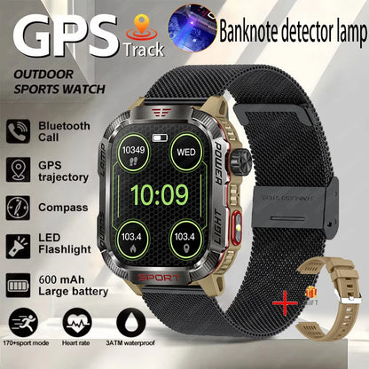 2024 New Military Outdoor Sport Smart Watch Men's 600 mAh Battery Waterproof GPS Track Call For Xiaomi Health Fitness Smartwatch
