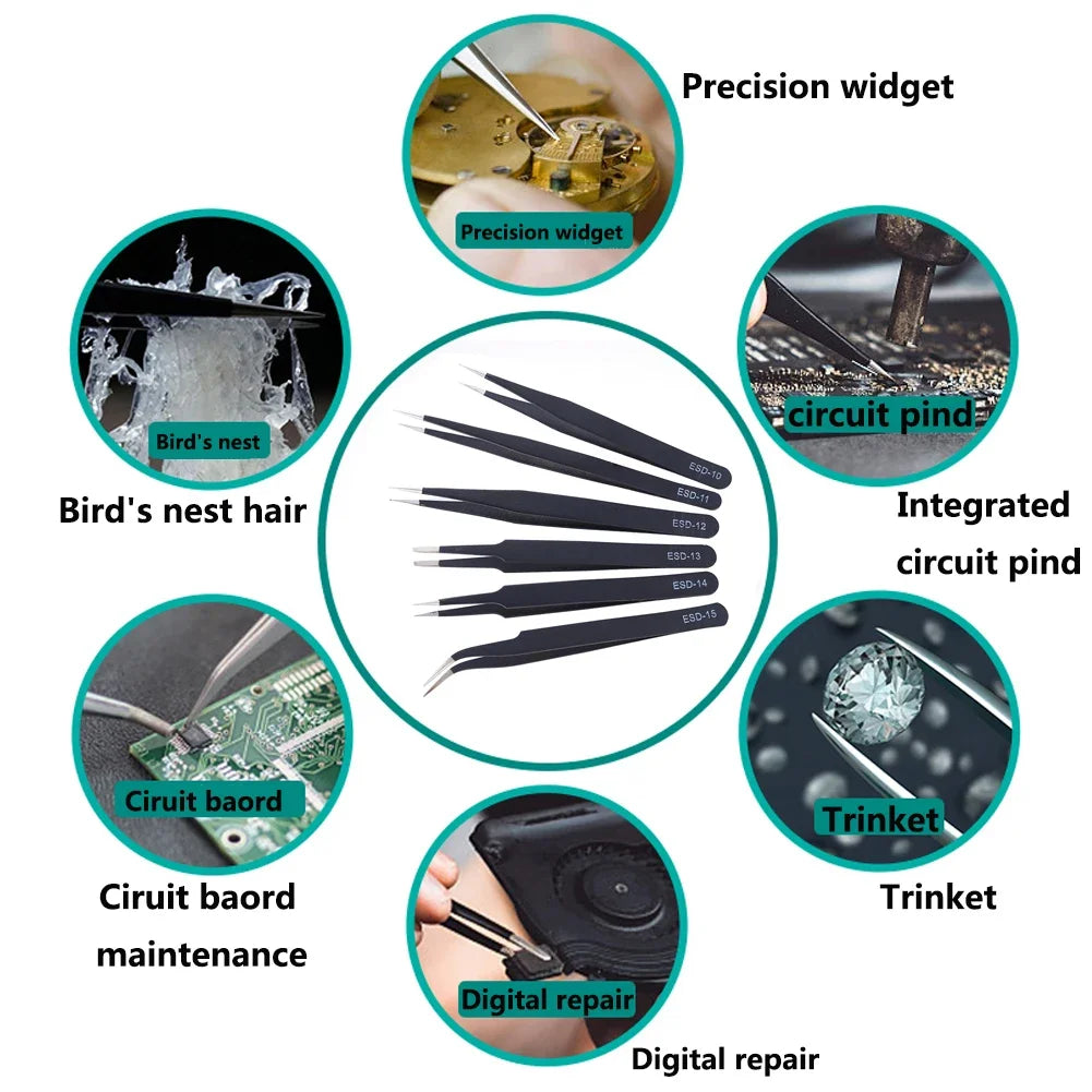 Stainless Steel Tweezers Repair Tools