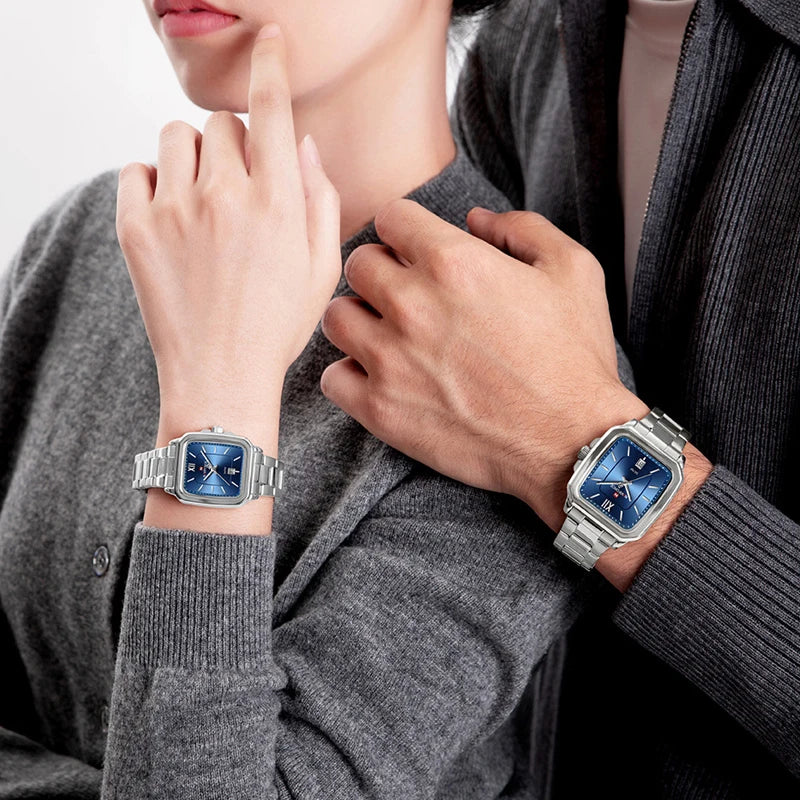 NAVIFORCE Casual Sport Watch for Lover Stainless Steel Band