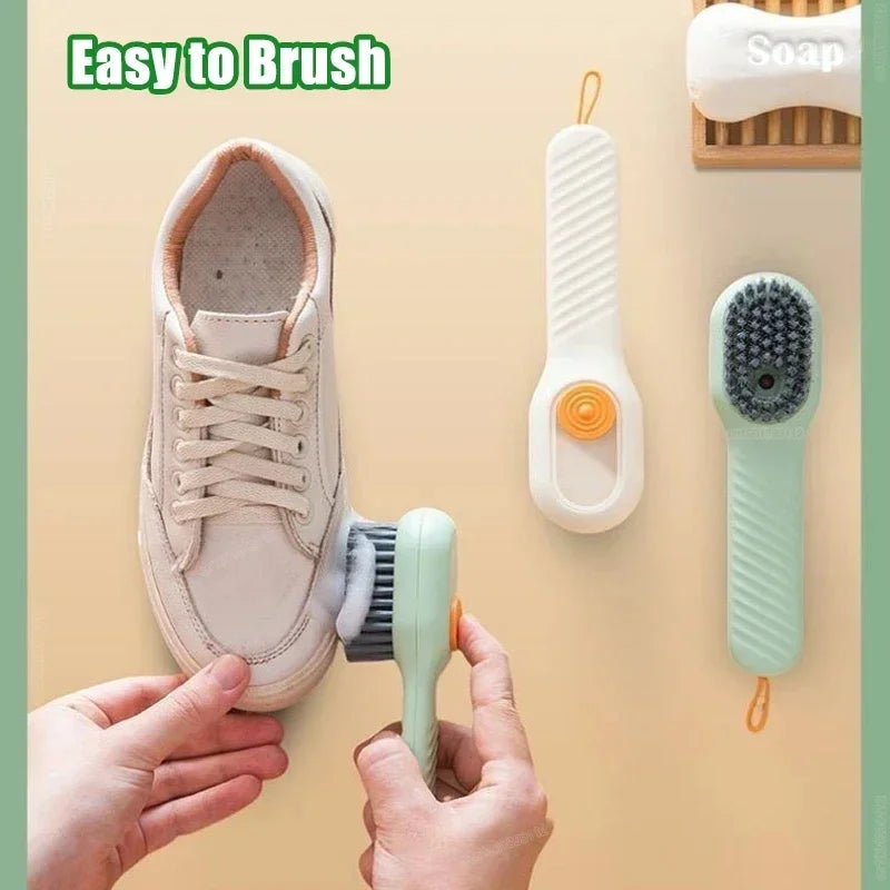 s Shoes Brush Automatic Liquid Discharge Multifunction Press Out Shoes Cleaner Soft Bristles Clothes Brushes Cleaning Tool