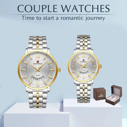 NAVIFORCE Luxury Couple Watch Fashion Stainless Steel Lover Watches..