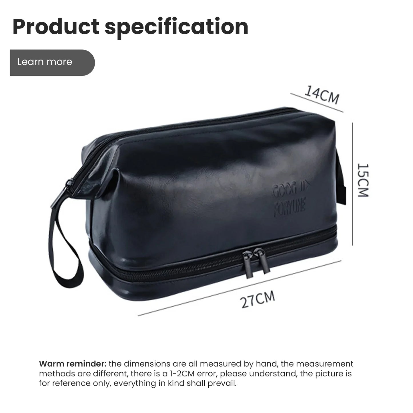 Portable Double Layer Pu Leather Makeup Bag