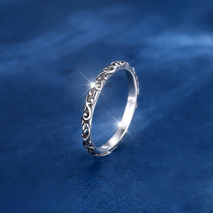 Sterling Silver S925 Vine Pattern Ring: Trendy and Fresh for Daily Wear and Parties - 2.5g