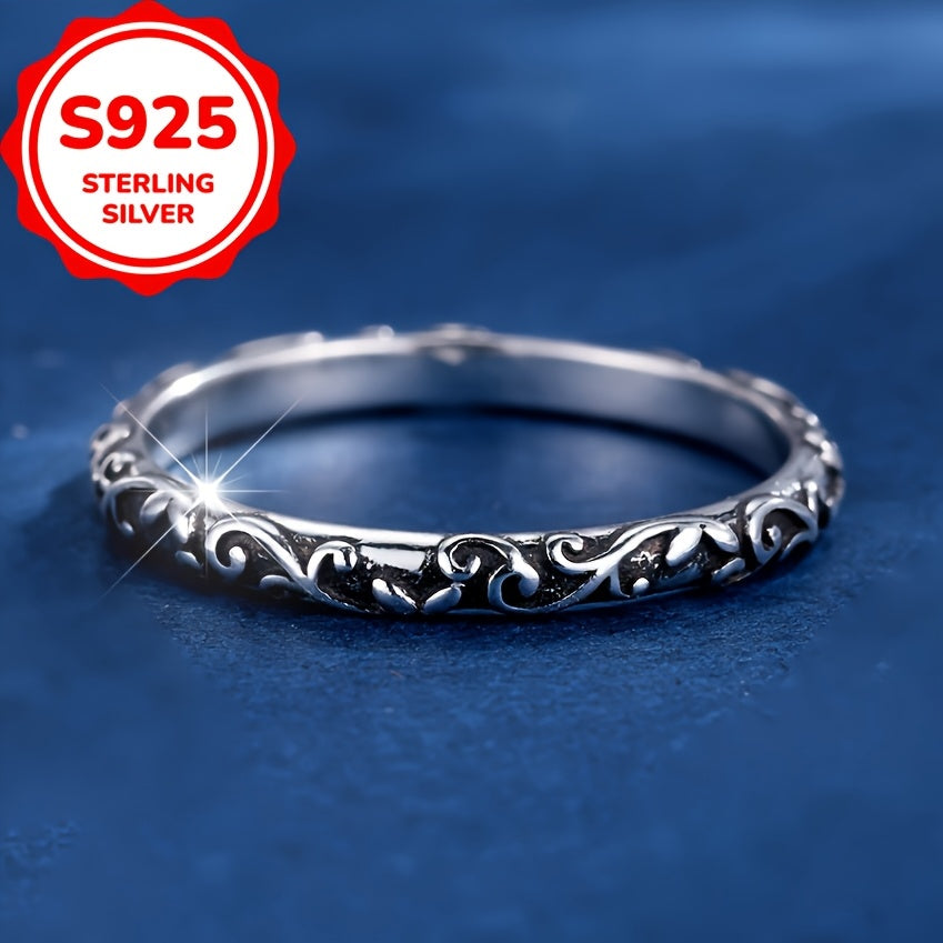Sterling Silver S925 Vine Pattern Ring: Trendy and Fresh for Daily Wear and Parties - 2.5g