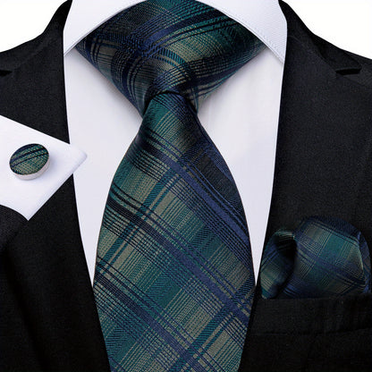 DiBanGu Classic Plaid Tie Set For Mens