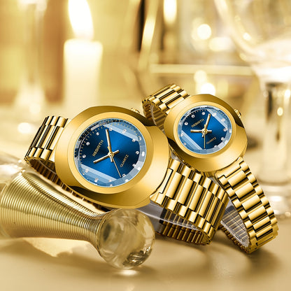 2pcs Business Versatile Stainless Steel Strap Quartz Watches For Couples