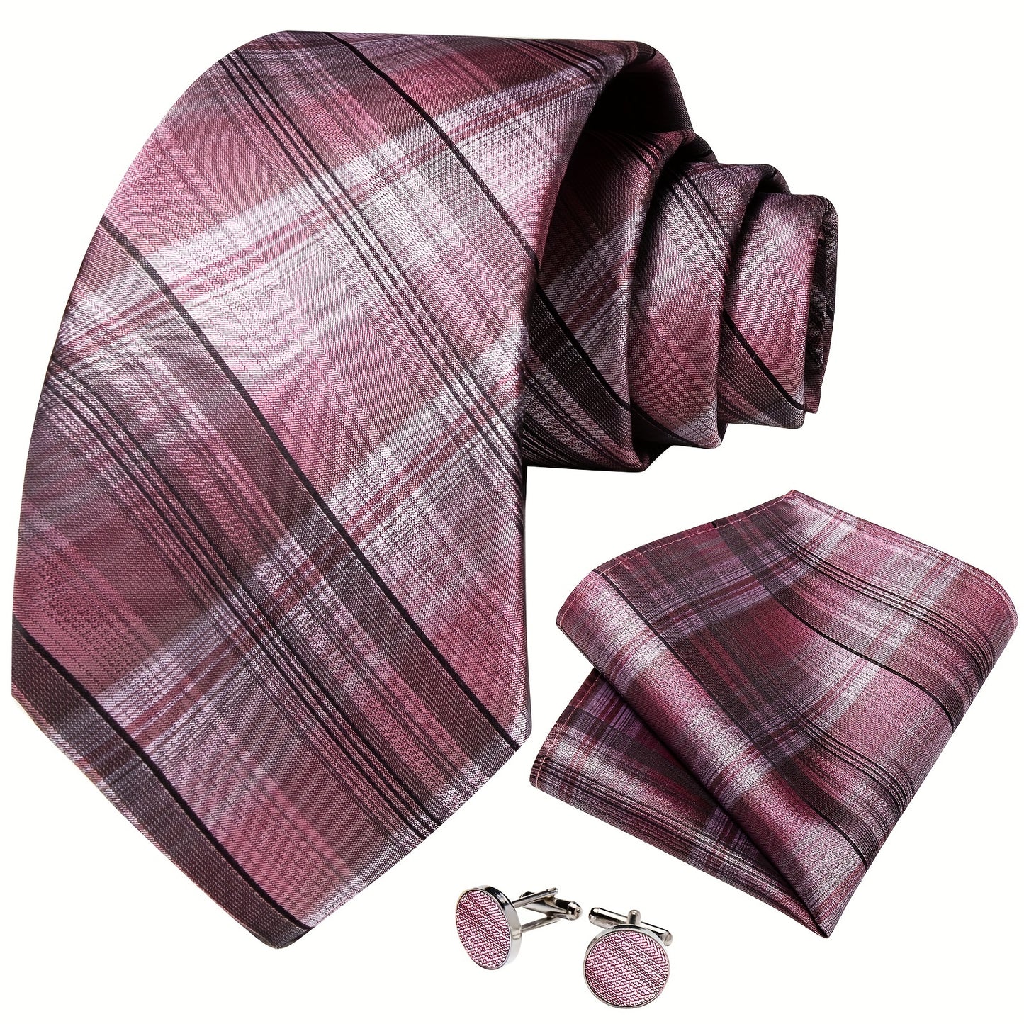 DiBanGu Classic Plaid Tie Set For Mens
