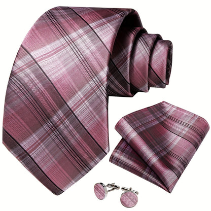 DiBanGu Classic Plaid Tie Set For Mens