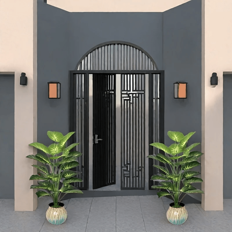 Giant Artificial Money Plant Leaves - Featuring 24 Large Leaves, This Wide-Leaf Decorative Piece Creates A Tropical Rainforest Style. Suitable For All Seasons, It Can Be Used Both Indoors And Outdoors As A Potted Artificial Tree. Pot Not Included