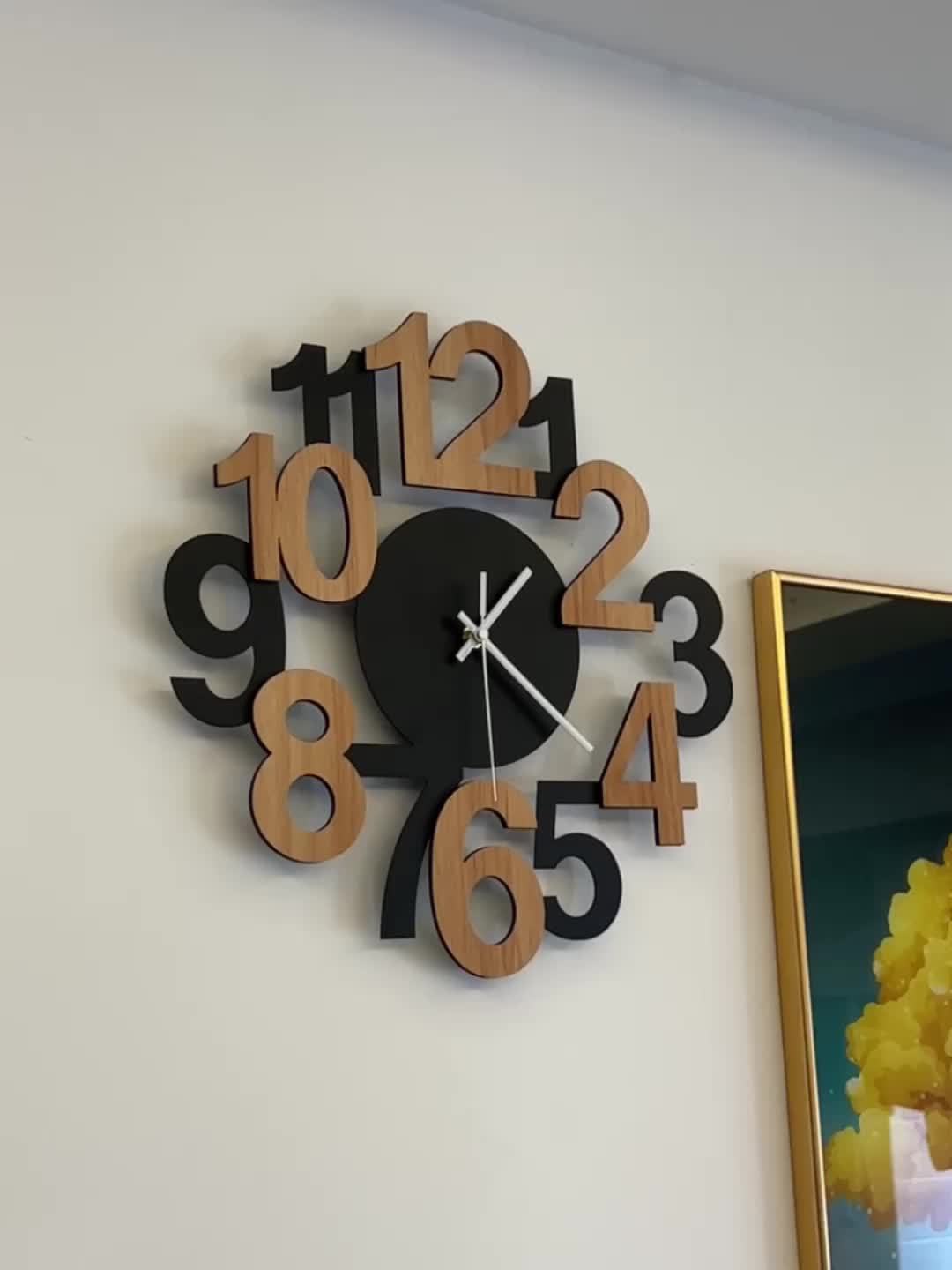 1pc Modern Metal Wall Clock with Asymmetrical Digital Silhouette Design..