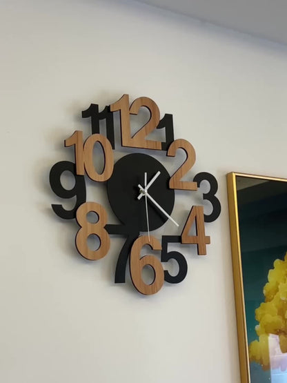 1pc Modern Metal Wall Clock with Asymmetrical Digital Silhouette Design..