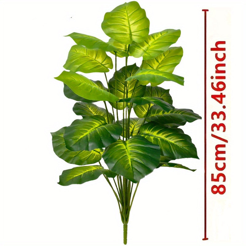 Giant Artificial Money Plant Leaves - Featuring 24 Large Leaves, This Wide-Leaf Decorative Piece Creates A Tropical Rainforest Style. Suitable For All Seasons, It Can Be Used Both Indoors And Outdoors As A Potted Artificial Tree. Pot Not Included