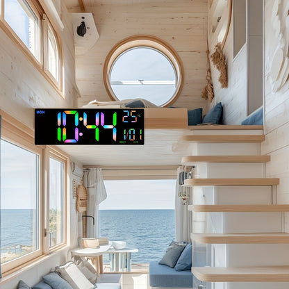 1pc Digital Wall Clock - 16-Inch LED Display, Remote Control, Dual Alarm.