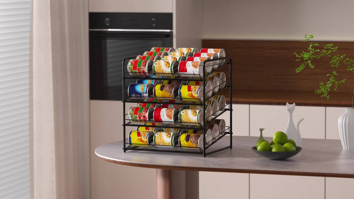 Can Holder For Pantry And Kitchen Cabinets - Large Capacity Metal Wire Canned Organizer For Food - - Can Rack With Adjustable Dividers Holds Up To 84 Cans For Countertop, Ideal Kitchen Organizer - Avilable In 3/4/7 Tier Buy Two Get More Discounts