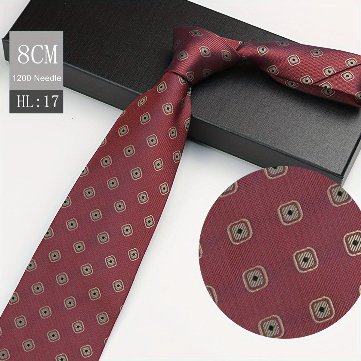 1pc Elegant Men's Polyester Necktie, 3.15inch Wide.