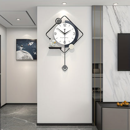 Creative Wall Clocks With Astronaut Ornament, Modern Metal Pendulum Wall Clock