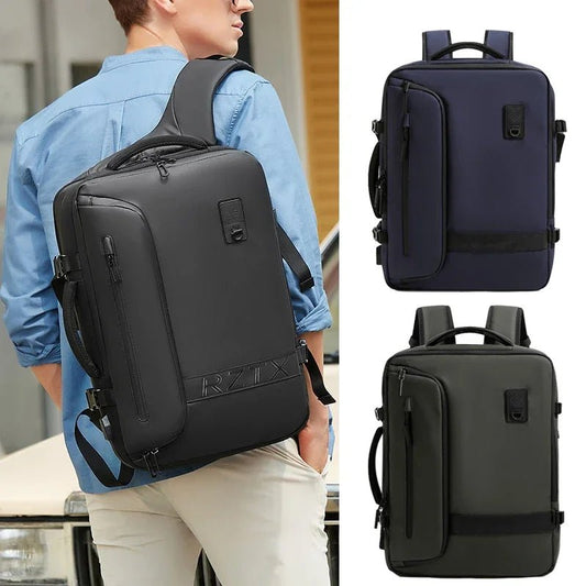 Airbag with Vacuum System Backpack Men Travel Multifinonal Waterproof Back Pack Green High Capacity Expandable Usb Port Bussines - buythingsusa