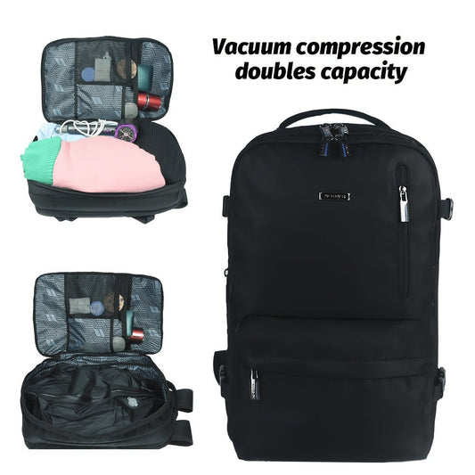 AODASI Casual 7.93gal Large Capacity Vacuum Compression Backpack, Travel Bags,Splash - Proof Airbag Design, Polyester Travel Duffel for Daily Commute And Business Use - Black - buythingsusa
