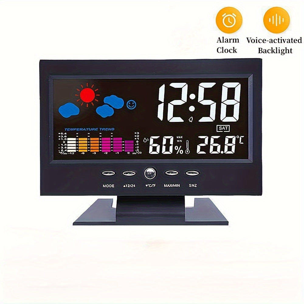 1pc Voice Control Digital Weather Clock