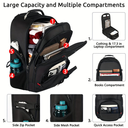 Rolling Backpack, Travel Backpack with Wheels, Carry on Backpack with 3 Packing Cubes, 17.3 Inch Wheeled Laptop Backpack for Men Women Adults to Travel Work Business