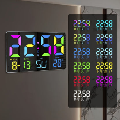 1pc Multifunctional RGB Colorful Digital Remote Control Wall Clock