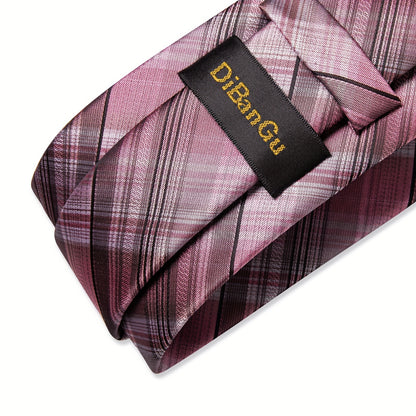 DiBanGu Classic Plaid Tie Set For Mens