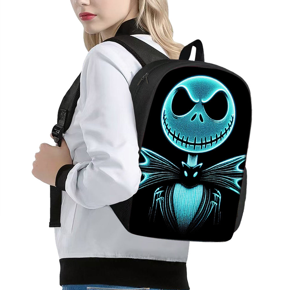 3pcs Disney Nightmare Before Christmas Backpack Set - Jack Skellington Design with Pencil Case & Lunch Box, Durable Oxford Fabric, Hand-Washable - Ideal for Students & Daily Commuters, Disney Backpack