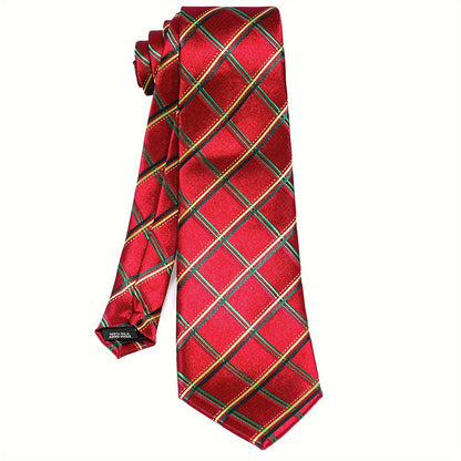 5PCS Men's Luxury Tie Set with Pocket Square, Cufflinks, Drilled Tie Ring, and Lapel Pin