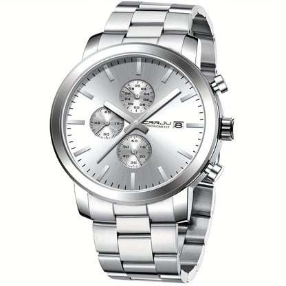 A High-quality Wristwatch For Men With Multiple Functions And A Stainless Steel Strap.