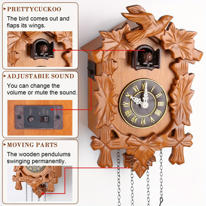 1pc Handcrafted Wooden Cuckoo Clock, MX025, with Auto-Shut-Off Chime...