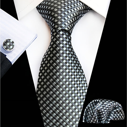 Formal Plaid Classic Men's Tie For Men Gift Box Set