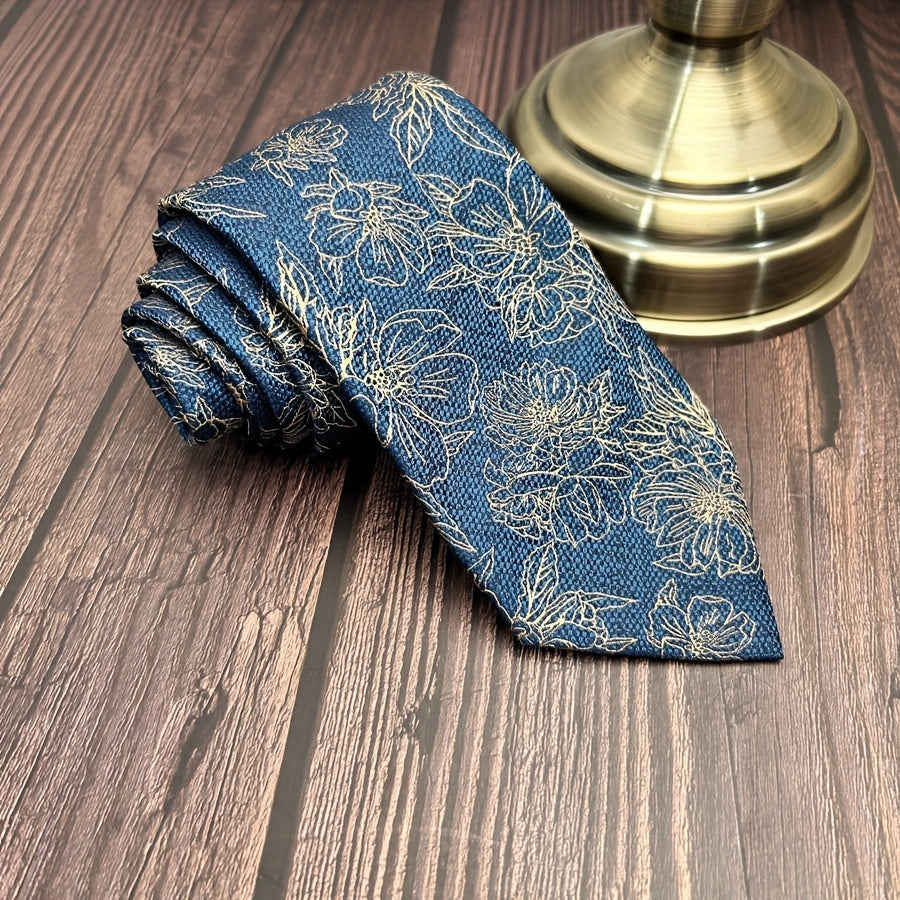 1pc Men's Beige Wine Red Tie Suitable for Suits, Weddings...