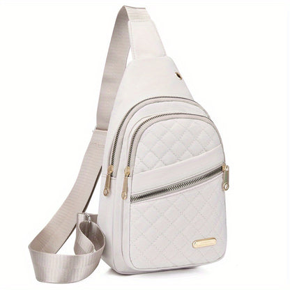 Quilted Casual Chest Bag, Lightweight Foldable Sling Bag, Portable Trendy Versatile Shoulder Bag