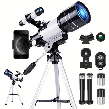 150X Telescope, 70mm Aperture Telescope For Adults High Powered, Portable Astronomical Telescope Mobocular With Tripod Phone Holder, Eyepiece, Barlow Lens, Perfect For Nature Viewing, Education, And Exploration, Best Christmas Gift For Your Family