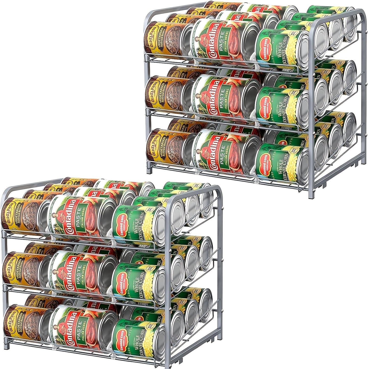 Can Holder For Pantry And Kitchen Cabinets - Large Capacity Metal Wire Canned Organizer For Food - - Can Rack With Adjustable Dividers Holds Up To 84 Cans For Countertop, Ideal Kitchen Organizer - Avilable In 3/4/7 Tier Buy Two Get More Discounts