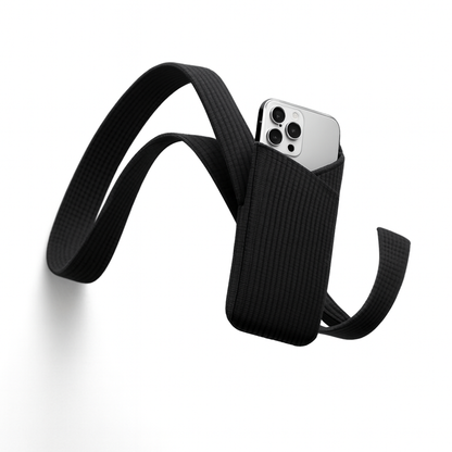 Trendy Crossbody Phone Pocket Pouch with Stretch Knit Material for Multiple Devices like Iphone & Samsung