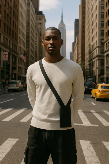 Trendy Crossbody Phone Pocket Pouch with Stretch Knit Material for Multiple Devices like Iphone & Samsung