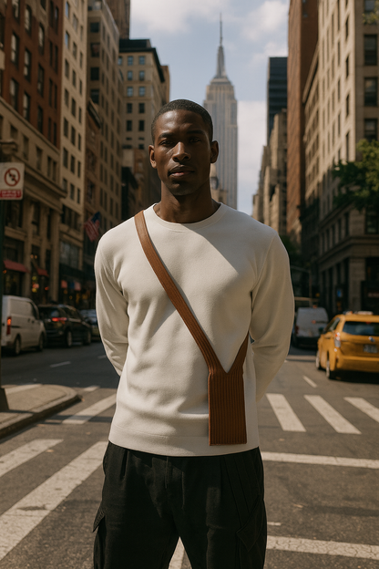 Trendy Crossbody Phone Pocket Pouch with Stretch Knit Material for Multiple Devices like Iphone & Samsung