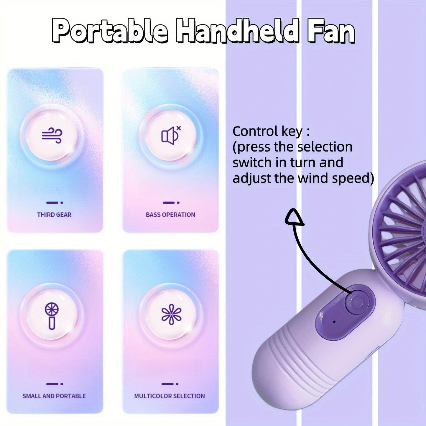 Mini Portable Fan - USB Rechargeable & 3 Speeds