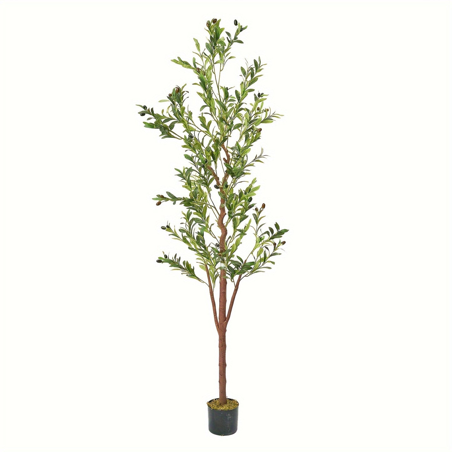 Artificial Olive Tree - Fake Faux Olive Tree With Natural Wood Trunk And Realistic Leaves And Fruits - For Indoor Decor - Modern Home Office Living Room - Perfect Gift for Housewarming
