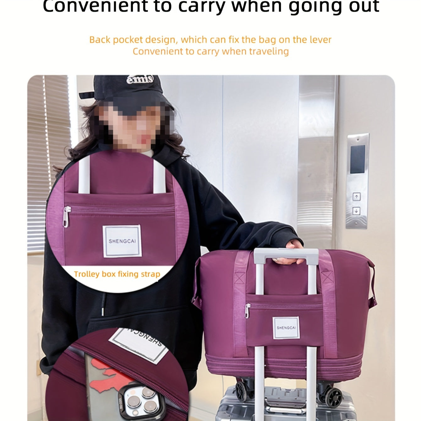 3-in-1 Expandable Travel Bag With Wheels, Lightweight Carry-On Multi-Compartments, Telescopic Handle Sleeve Luggage Backpack