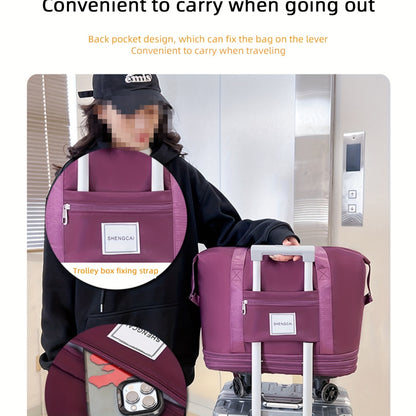 3-in-1 Expandable Travel Bag With Wheels, Lightweight Carry-On Multi-Compartments, Telescopic Handle Sleeve Luggage Backpack