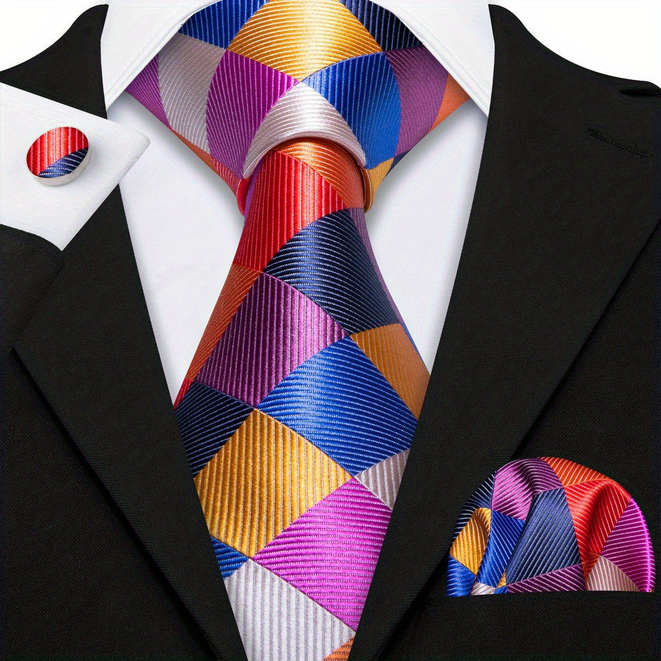 4pcs/set Men's Tie, Handkerchief And Cufflinks..