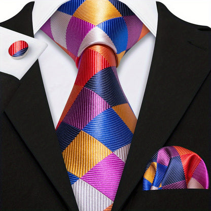4pcs/set Men's Tie, Handkerchief And Cufflinks..